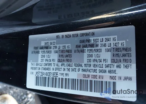 2022 Mazda Cx-9 Touring Plus from USA, damaged, VIN JM3TCBAY4N0618635